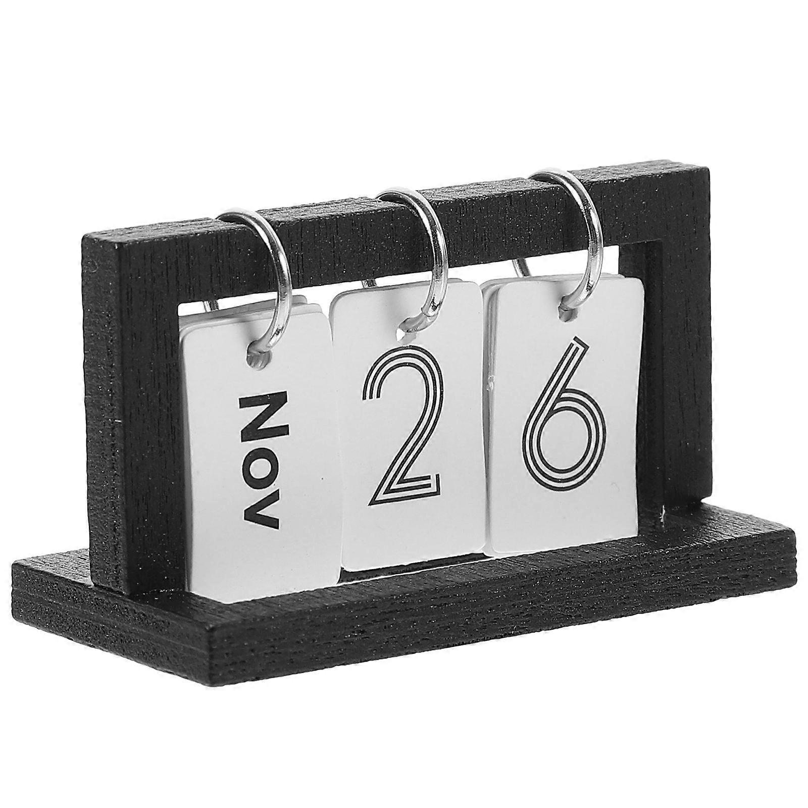 Miniature Doll House Desk Calendar with Alloy and Paper for Decoration Black
