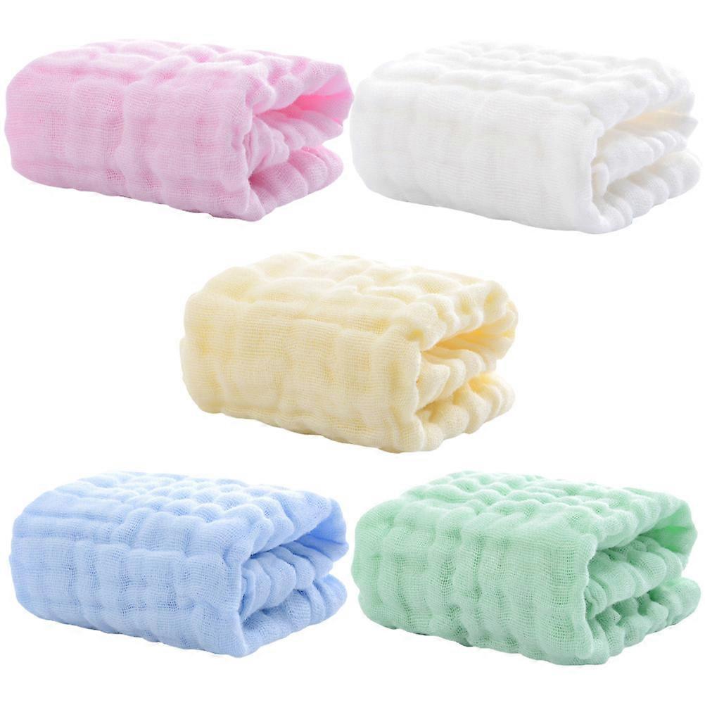5 Pack Cotton Burp Towels, Multi Layer Washcloths for Newborns, Soft and Absorbent, Yellow, Green, White