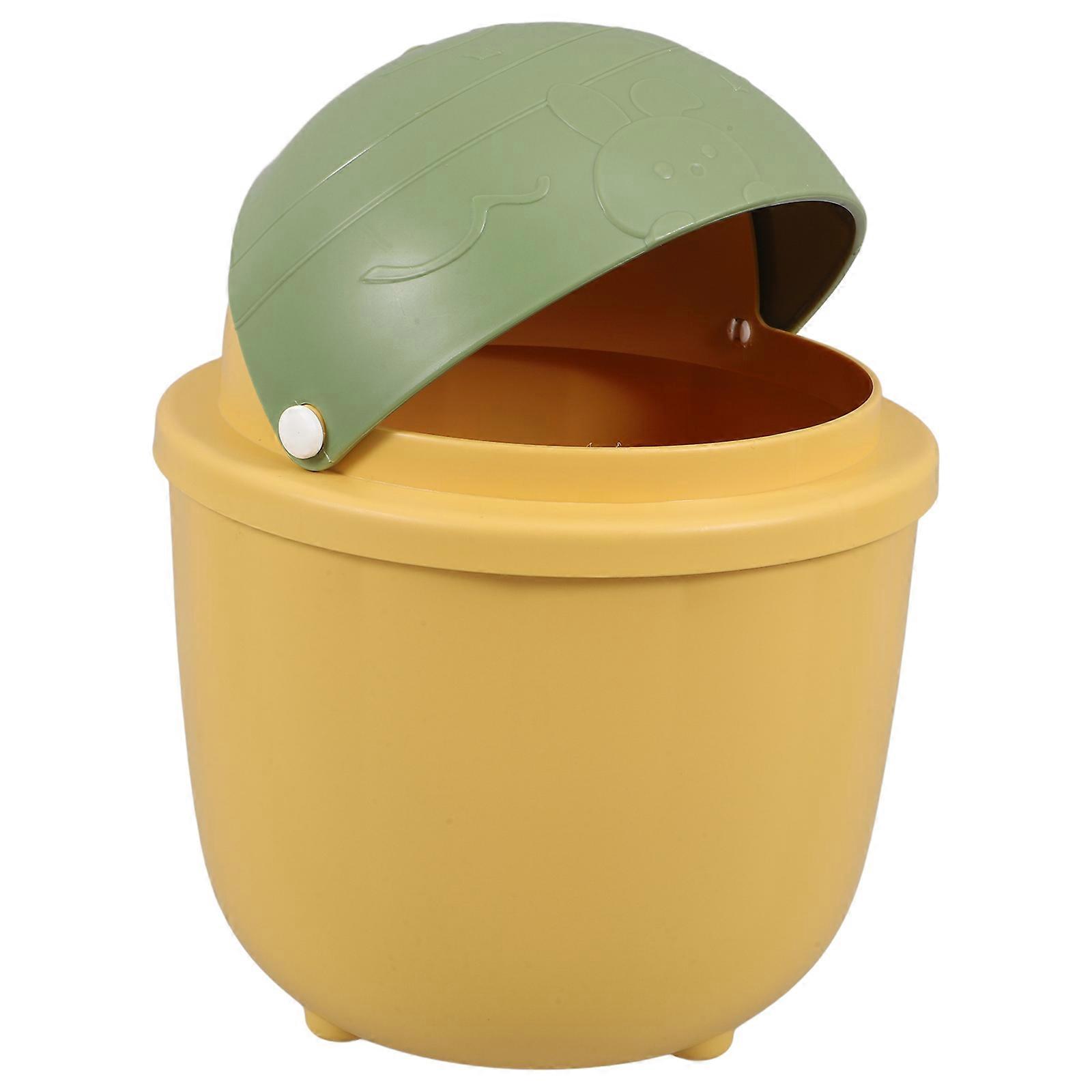 Cute Rabbit Design Mini Trash Can with Flip Lid for Home Use Yellow Small Capacity Ideal for Desk Bathroom or Kitchen 4.5L