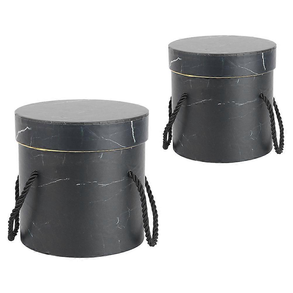 2Pcs Round Flower Storage Buckets Handheld Flower Boxes