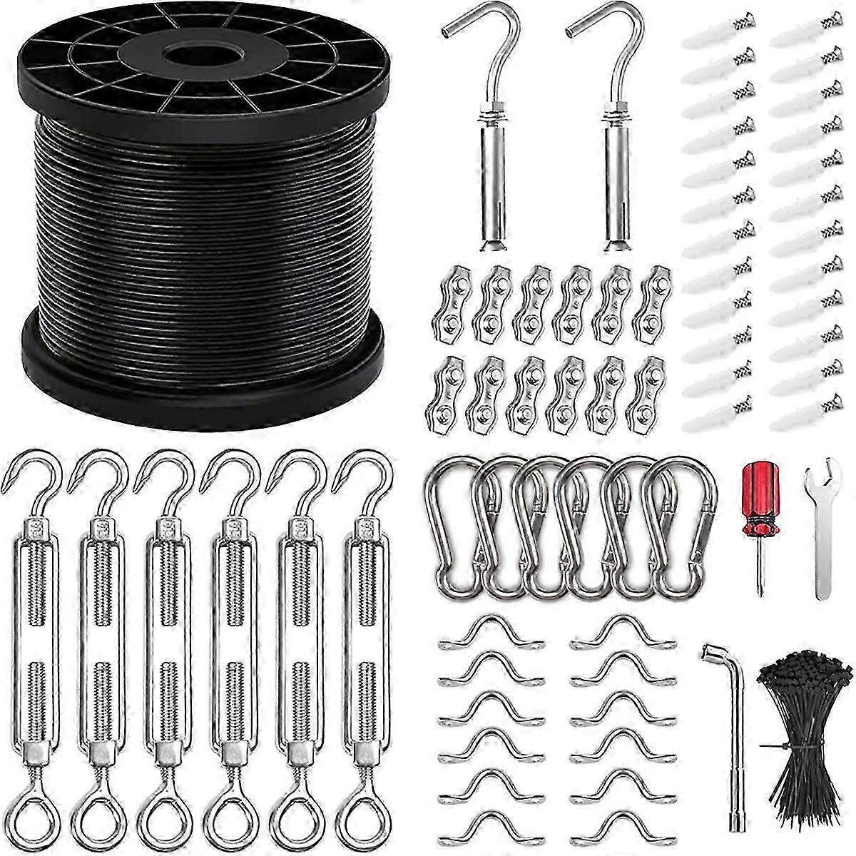 Light String Hanging Kit with 300 Feet of Vinyl Coated Stainless Cord