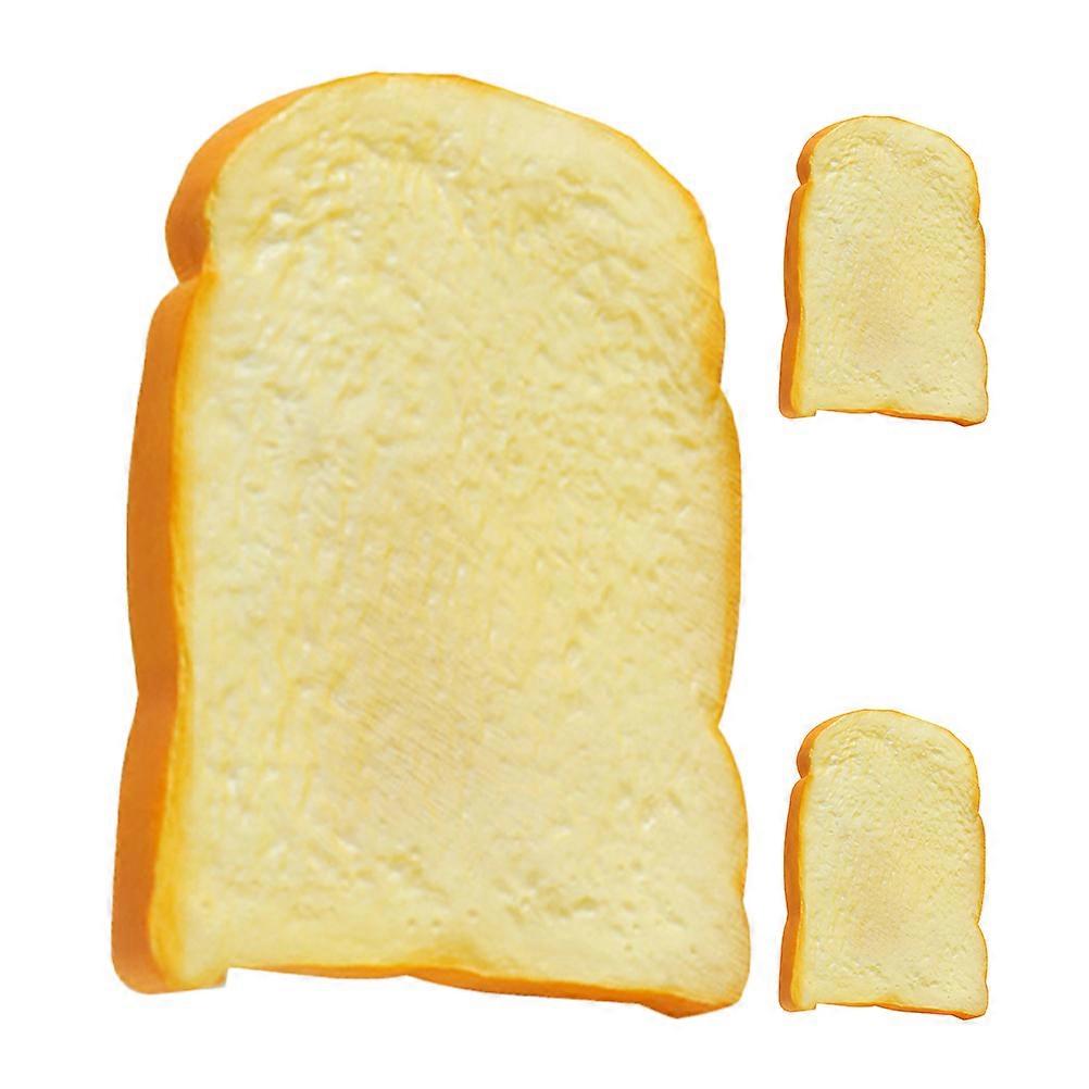 Vivid Artificial Toast Model for Decor Made of PU Yellow Color Perfect for Home and Bakery Display 3pcs