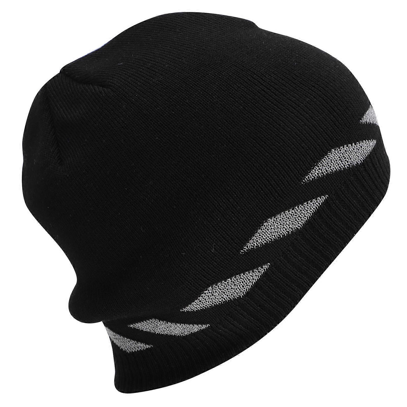 Stylish Windproof Reflective Hat for Outdoor Use Black Knitting 1Pack