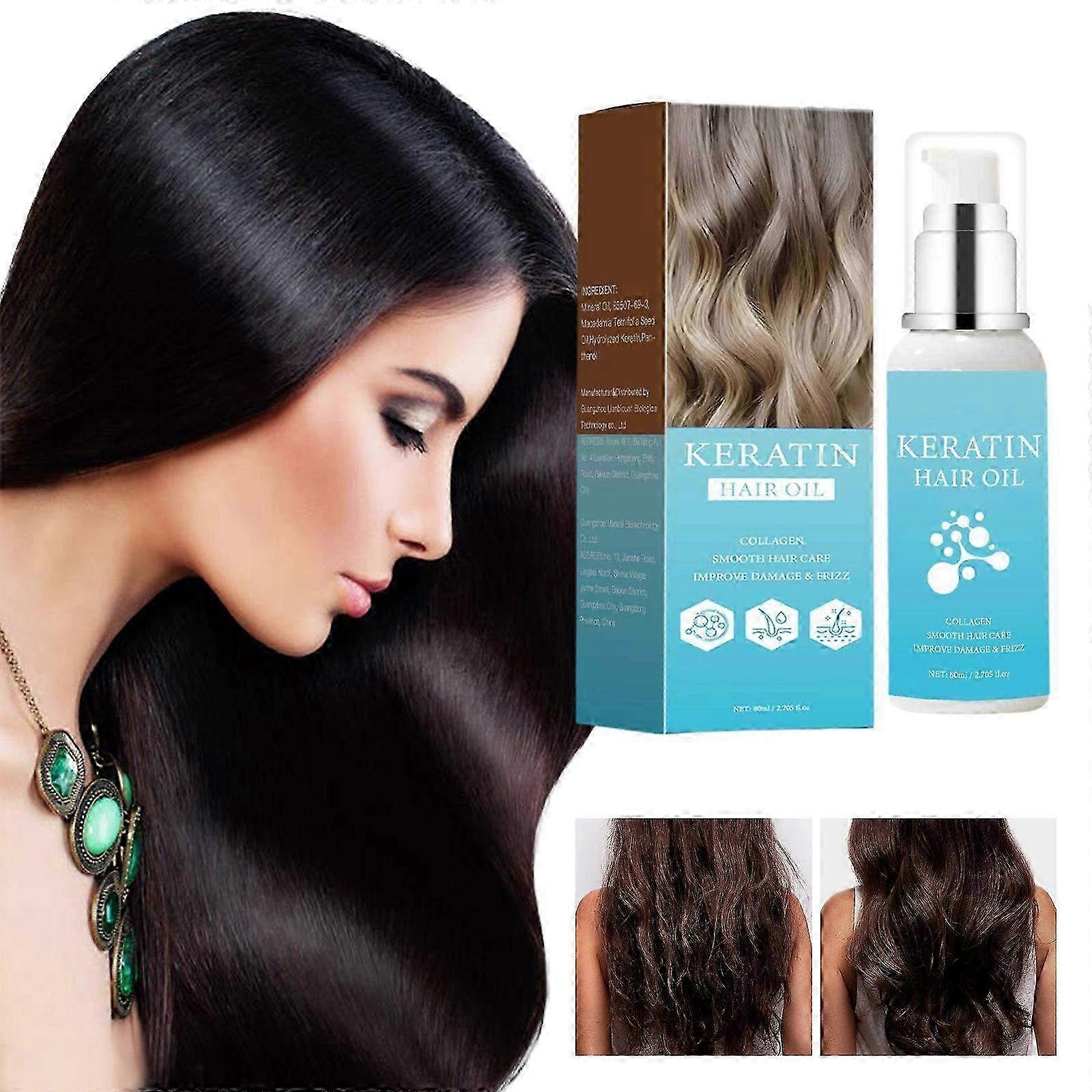 Keratin Hair Care Oil - Moisturizing & Softening Treatment for Frizz Control - Strengthens & Improves Hair Texture, 80ml