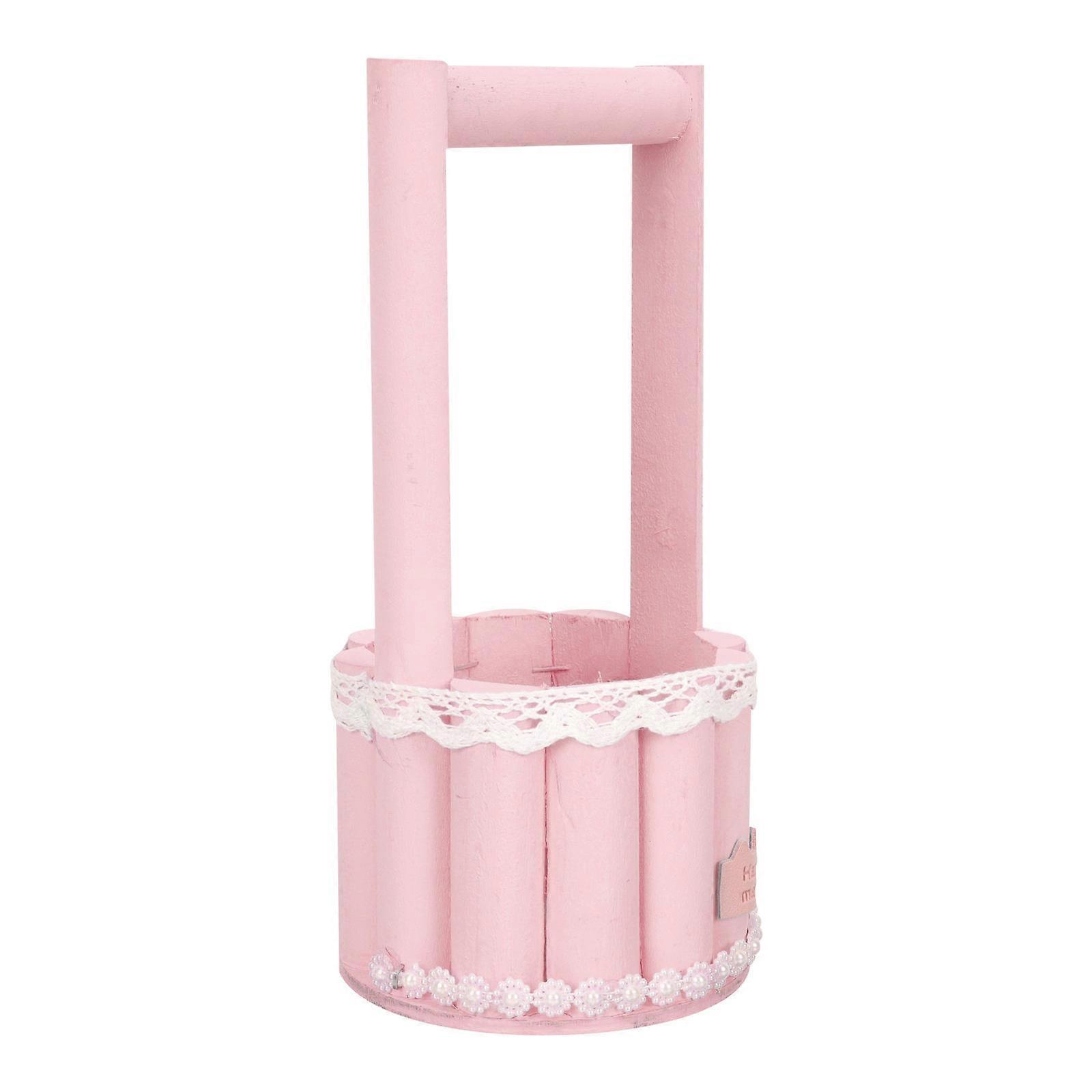 Pink Decorative Flower Basket for Home Decor with Bright Color Design and Stable Base