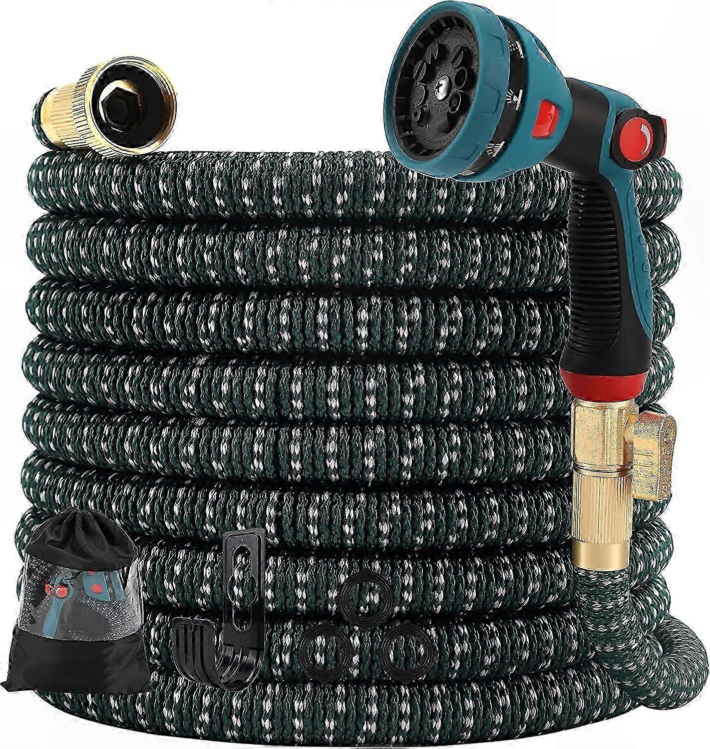 Expandable Garden Hose 50ft with 10-Pattern Nozzle, Kink-Free Lightweight Design, Durable Brass Connectors for Outdoor Watering Tasks