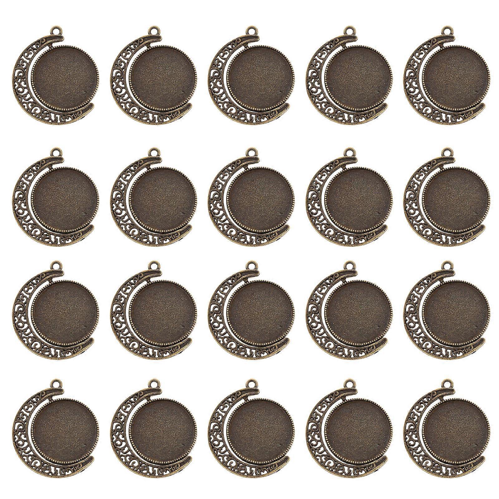 20pcs DIY Pendant Trays with Assorted Color Alloy Material for Jewelry Making and Craft Projects