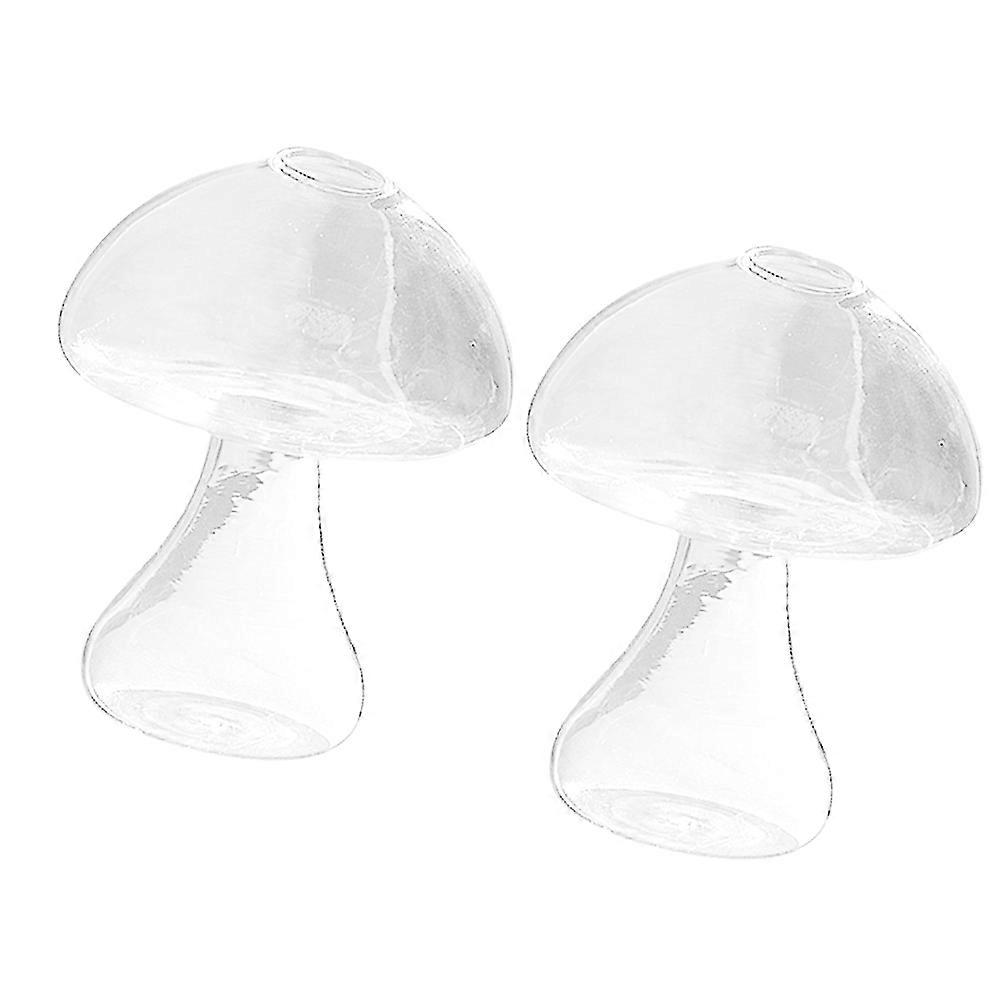 Glass Flower Vase Creative Vase for Storage Use 2Pcs Mushroom Shape