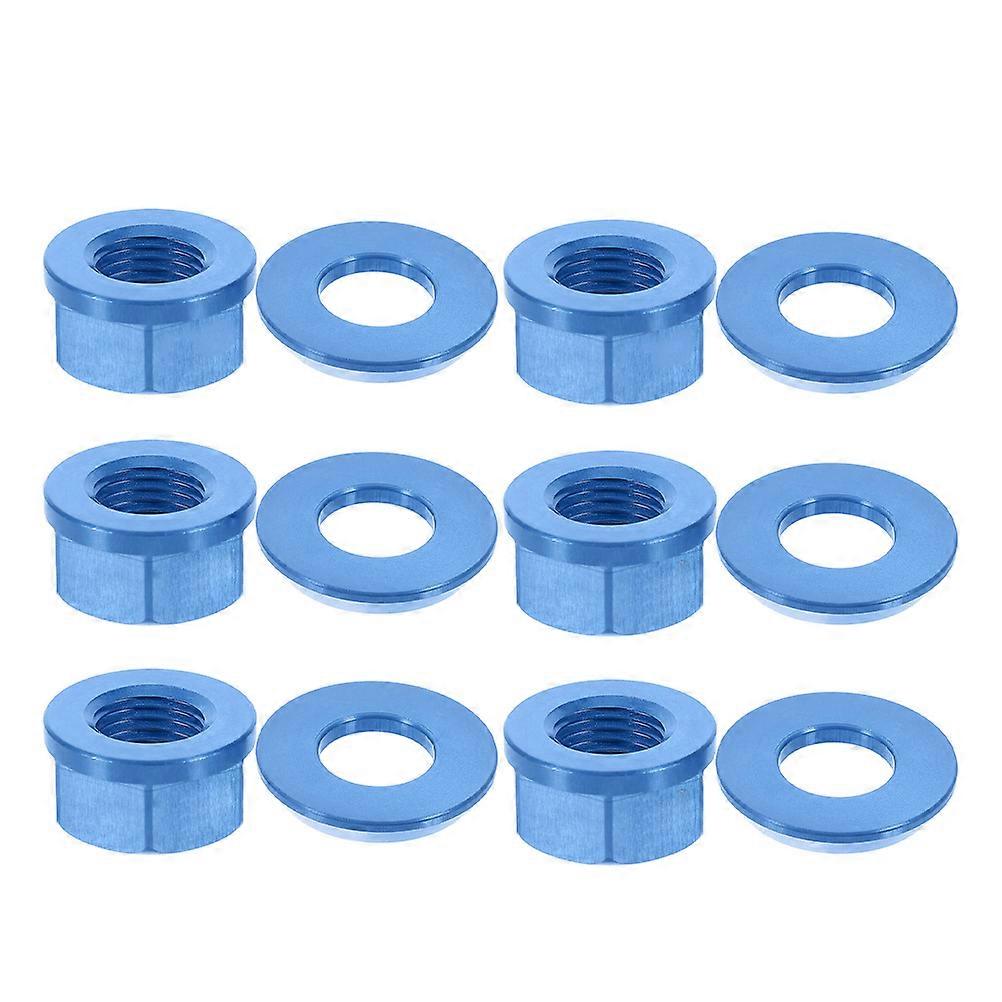 6Pcs Blue Fixed Gear Bicycle Hub Nuts M10 Precision Bike Axle Nuts Compatible With Various Bikes Providing Versatile Compatibility
