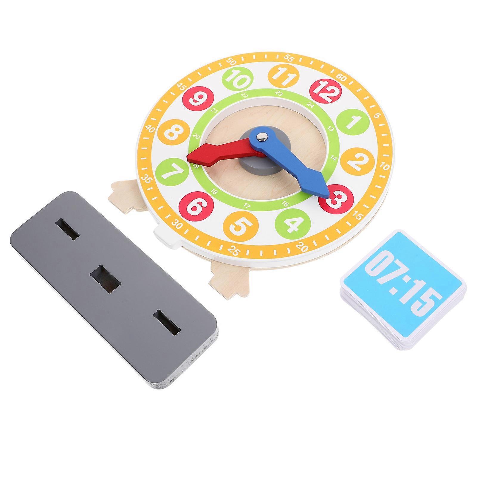 It looks like you're describing a product listing for an **educational wooden clock** designed for early childhood learning and math practice. Let me