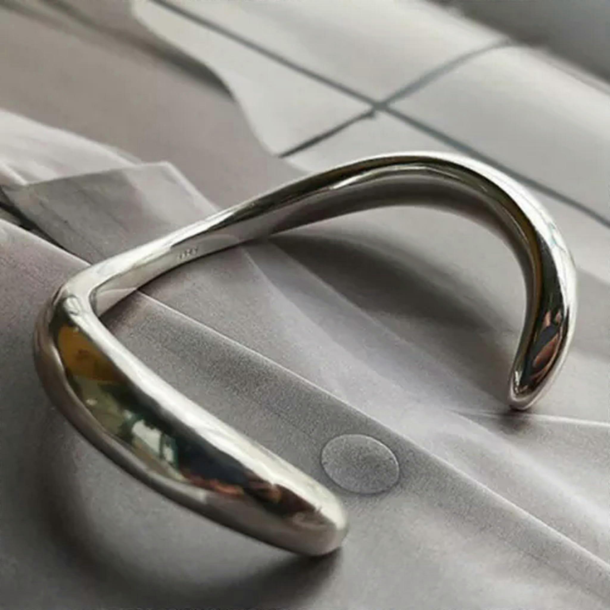 Cuff Bracelet 925 Plated For Women Retro Elegant Arc Irregular Design