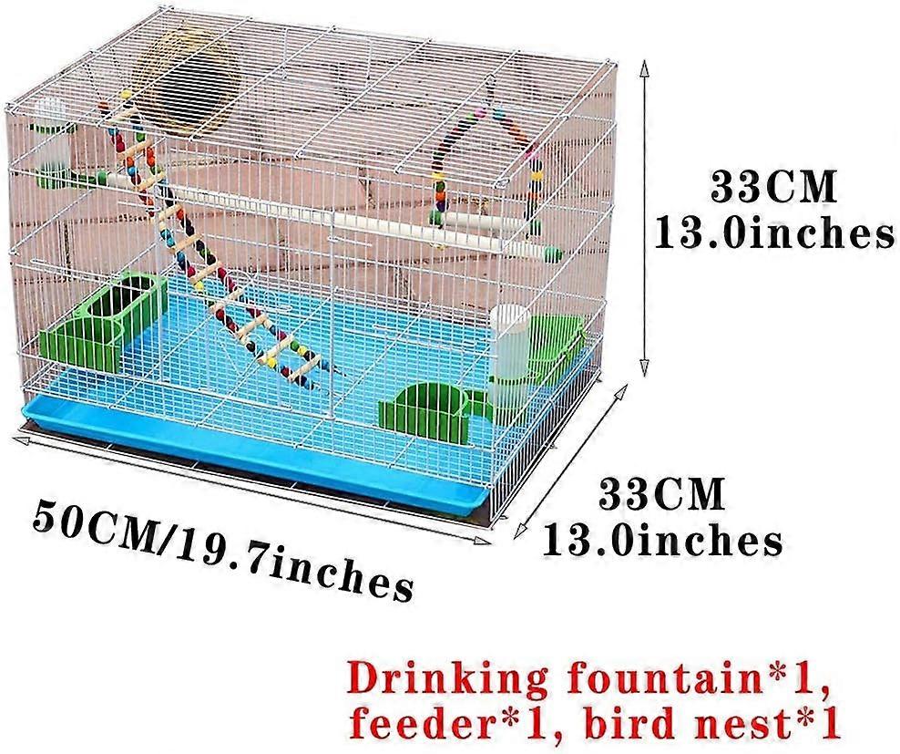 Solid White Bird Cage, Iron Wire Parrot Cages with Toy Ladder, Drinking ...