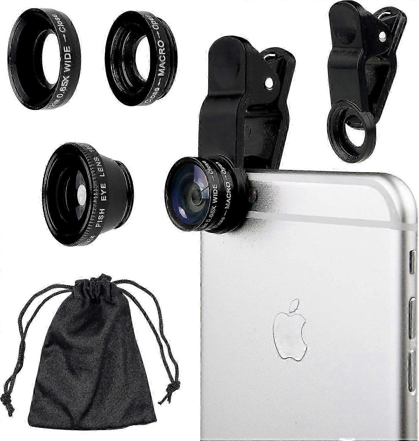 3-in-1 Cell Phone Camera Lens Kit - Fisheye, Macro & Wide Angle Lenses with Universal Clip for Enhanced Mobile Photography