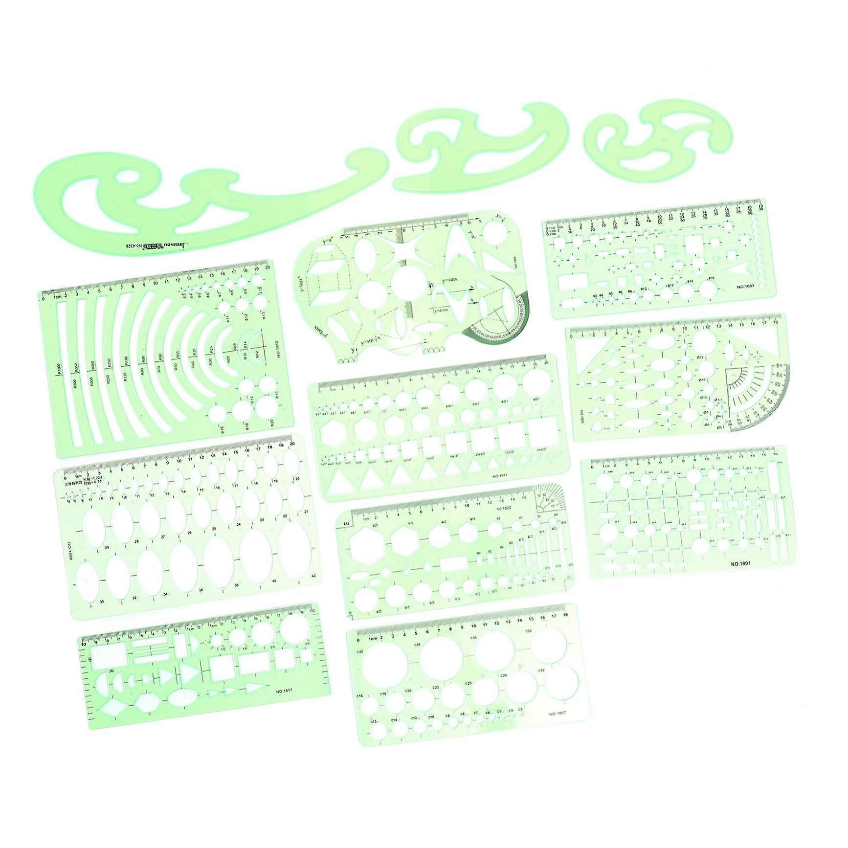 13Piece Geometric Stencil Set for Drawing Versatile Templates for Architecture, Engineering