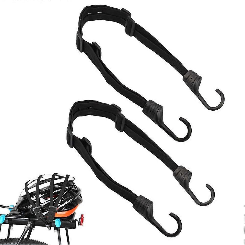 Pack of 2 Luggage Straps with Hooks for Bicycle, Motorcycle, Retractable Elastic Helmet Straps (Black)