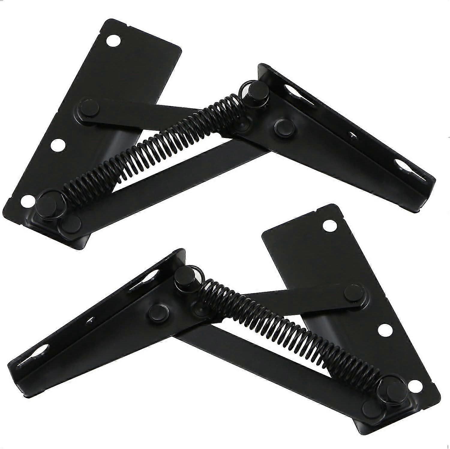 Spring Lifting Fittings Hinge Fitting - Flap Bracket Cabinet Hinges Door for Folding Sofa, Bed Lid, Furniture Accessories, Black, 2 Pieces