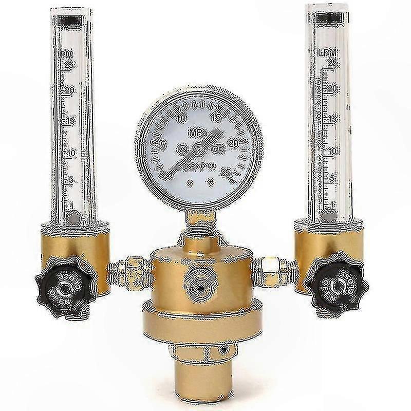 Dual Tube Argon CO2 Regulator with Flow Meter, Pressure Control Valve, and Bubble Counter for Precision Gas Management