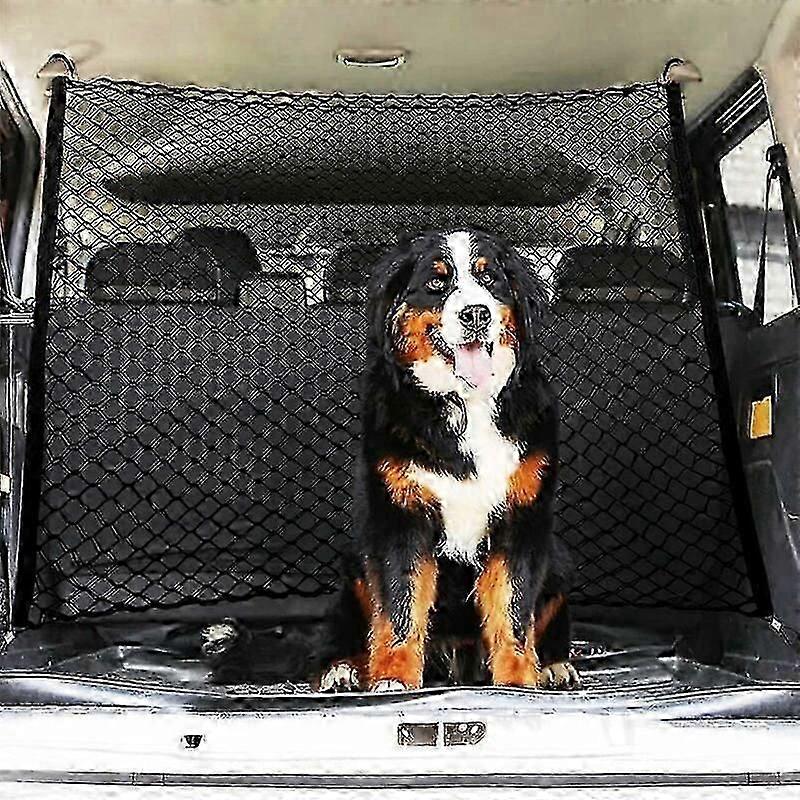 Double Layer Car Trunk Net for Pet Safety - Universal Separation for Dogs and Cats, 90x40cm Black