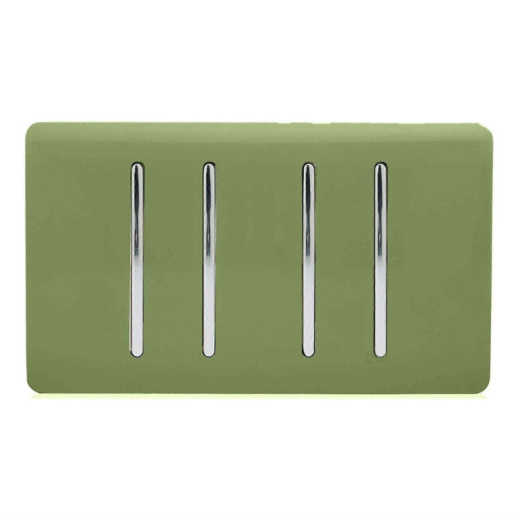 Trendi 4 Gang (2 Way & 2xIntermediate) Glossy 10 Amp Rocker Light Switch Moss Green