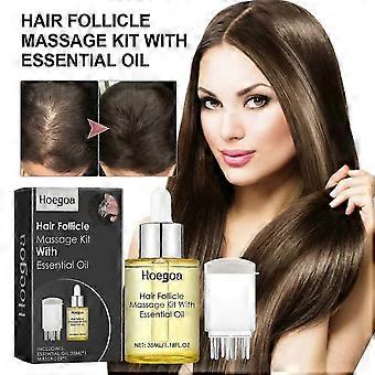 Kit de Massagem Folículo Capilar com Óleo Essencial, Kit de Crescimento Capilar, Óleo Essencial de Densidade Capilar, Sérum Capilar Antifrizz, Óleo Essencial para Cuidados com o Cabelo Reduzir H Seco