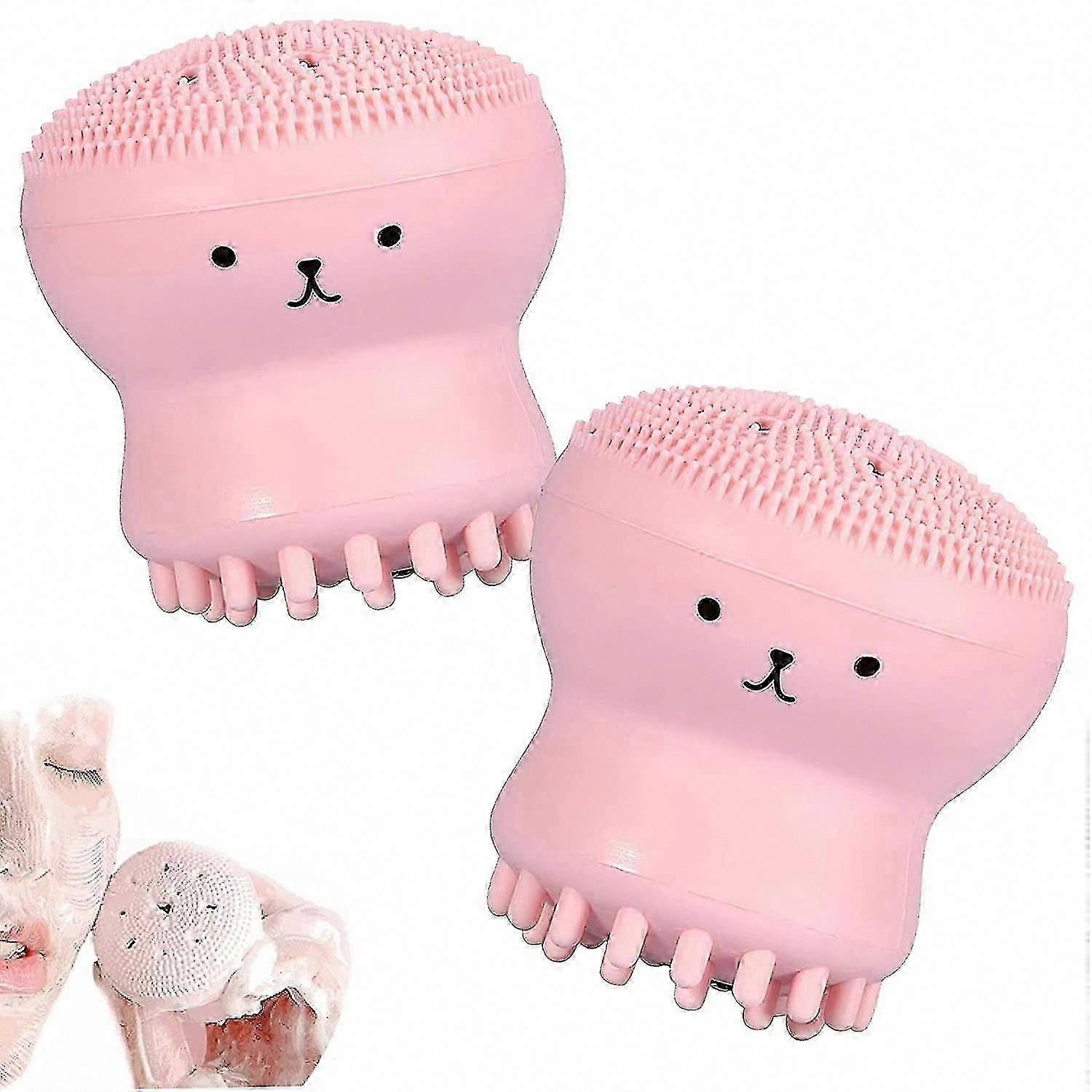 Jellyfish Silicon Face Scrubber Deep Pore Cleansing Sponge, Soft Manual Brush, 2-Pack Value Set