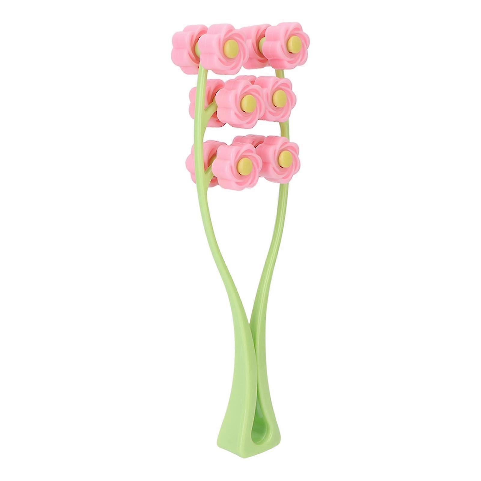 Face Roller Multiple Rollers Concave Convex Particles Comfortable Handle Multiple Rollers V Shaped Face MassagerPink