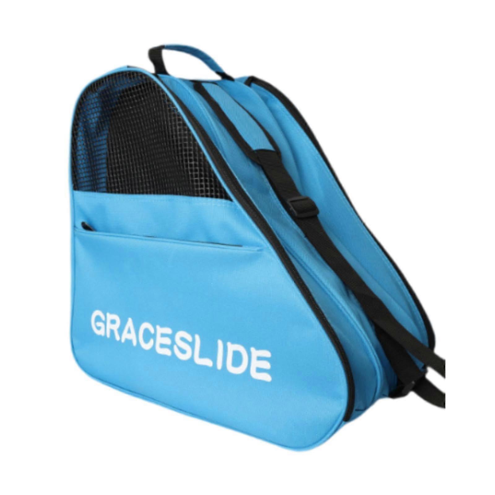 Roller Skate Bag Organizer for Ice Skates and Skating Shoes, Breathable Storage Holder with Handle, Outdoor Travel Accessories, Blue