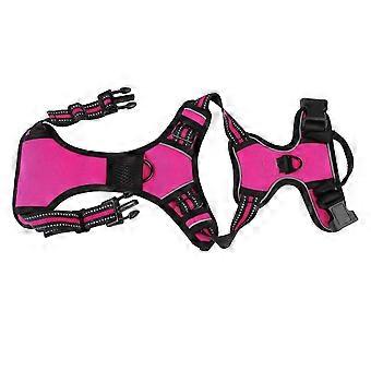Dog Harness Reflective Adjustable Breathable Nylon Dog Training Harness Vest for Pet Supplies Rose Red