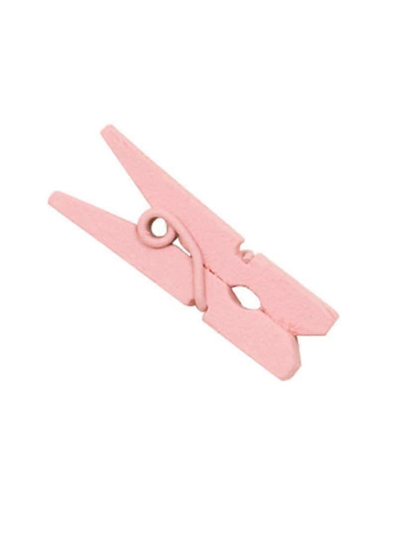 10 Mini Pink Wooden Clothespins