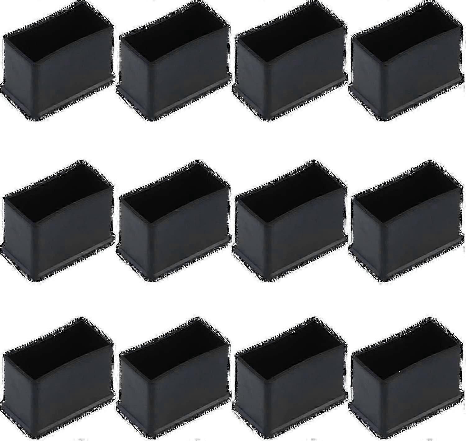 12パック15 x 30 mmブラック長方形ラバーフェルトテーブルまたはチェアレッグプロテクターキャップYVE--