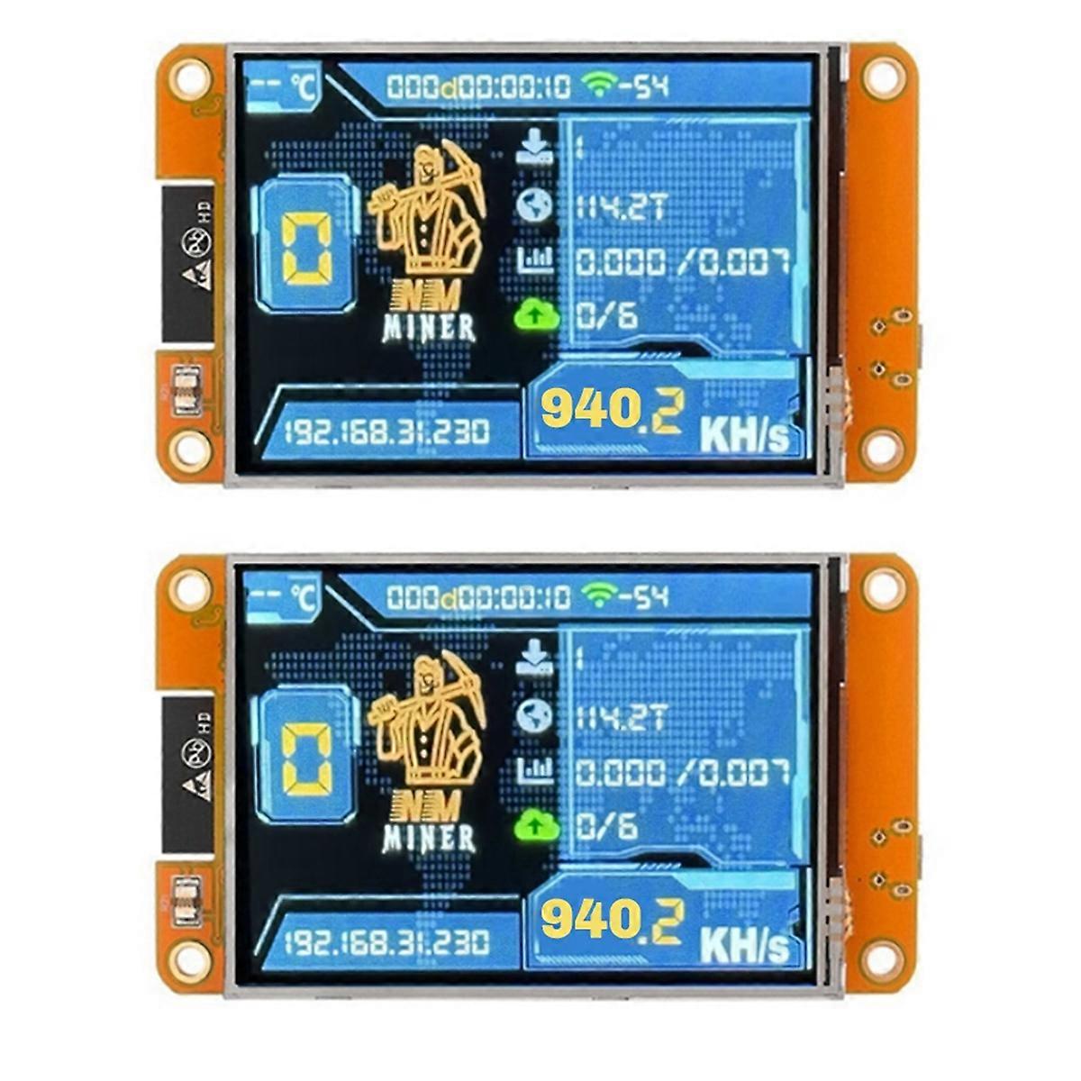 2PCS NMMiner NerdMiner V2 940KH/S Hashrate BTC Solo Lottery Miner ESP32 2.8  Inch Display Bitcoin
