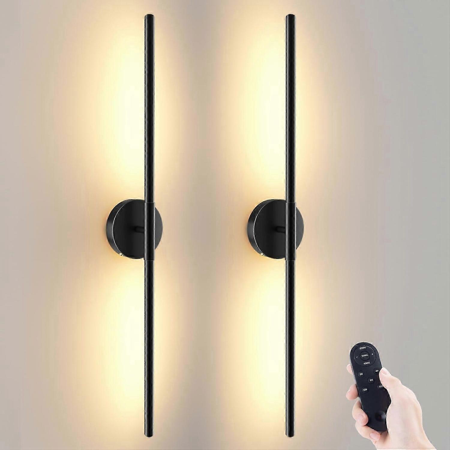 2 Set Wall Sconces Battery Powered Wireless Rechargeable Dimmable Removable Wall Lights 27.6 Inch