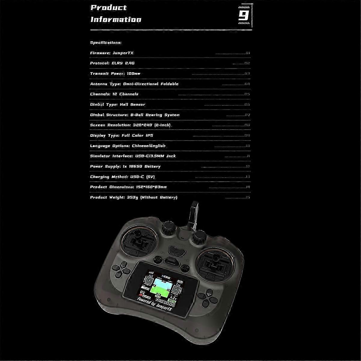 Smart Remote Controller TX Color Screen Transmitter Hall Sensor Gimbals ELRS 2.4G 100mW 12CH for FP