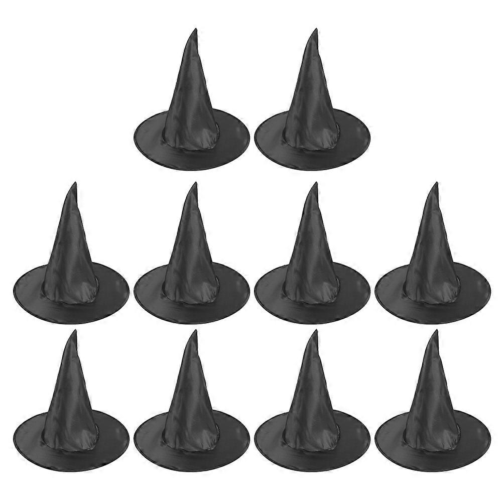 Black Witch Hat Halloween Cloth Witch Hat for Decor 10Pcs Set