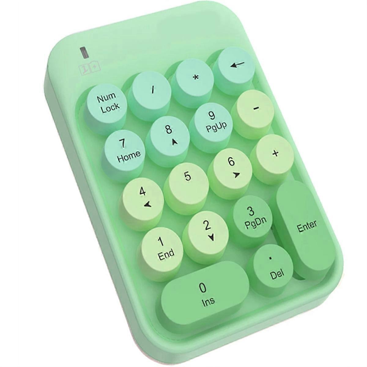 Portable USB 2.4G Wireless Number Keyboard 18 Keys Green