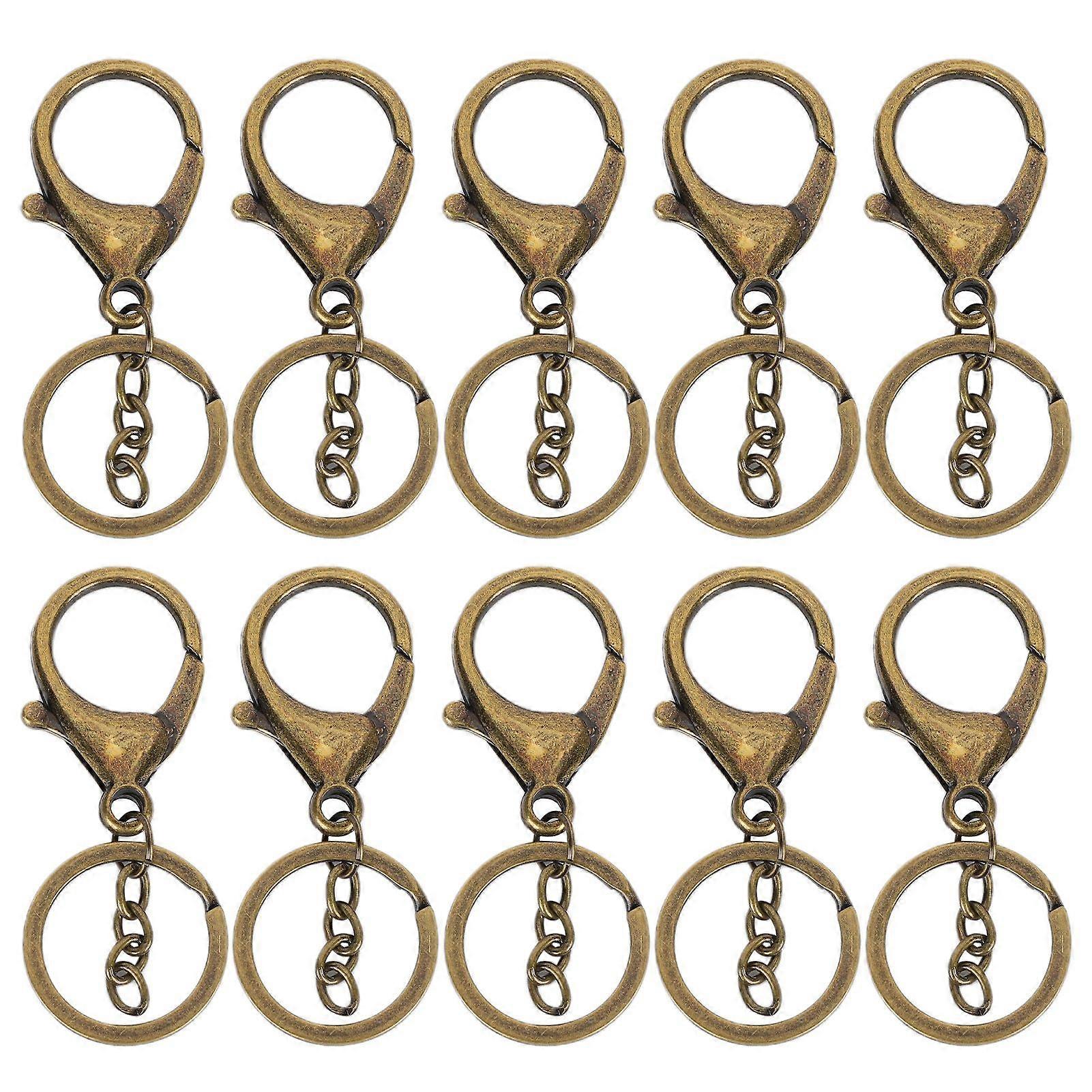 10Pcs Key Chain Plating Non Fading Simple Keychain Bag Buckle Lobster Clasp Hook(Antique Brass )