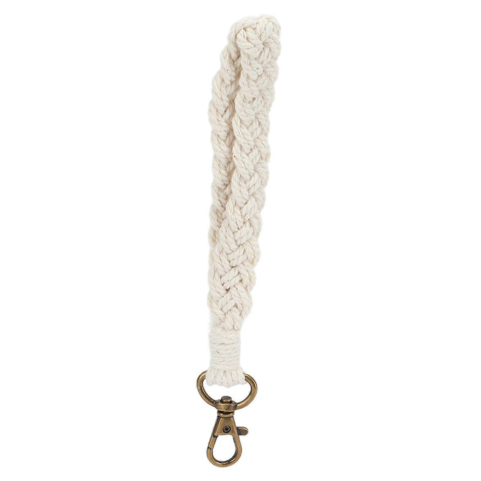 Boho Keychain Hand Weaving Hollow Style Cotton Rope Black Coating Zinc Alloy Clip Purse Keychain for Car Key