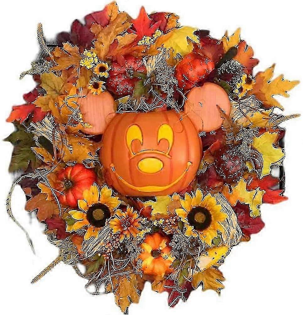 Pumpkin Wreath Decor, Fall Halloween Xmas Wreaths Door-xinhan