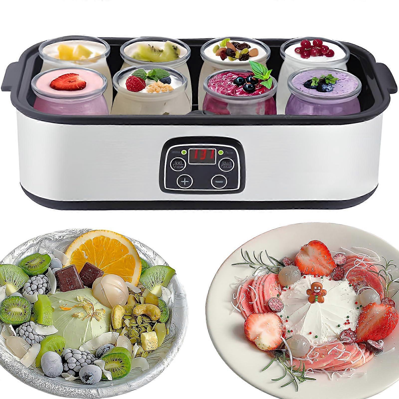 Yogurt Maker 1400ml Automatic 8 Glass Jars, Adjustable Temp 2055C, 48H Timer, LED Display For Homemade Yogurt And Cheese