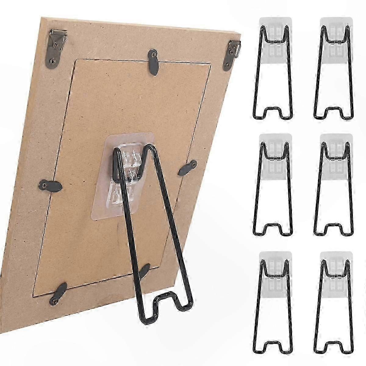 6-Pack Adhesive Picture Frame Brackets for 5.9 to 10.2 Inch Frames, Easel Style Support Stands