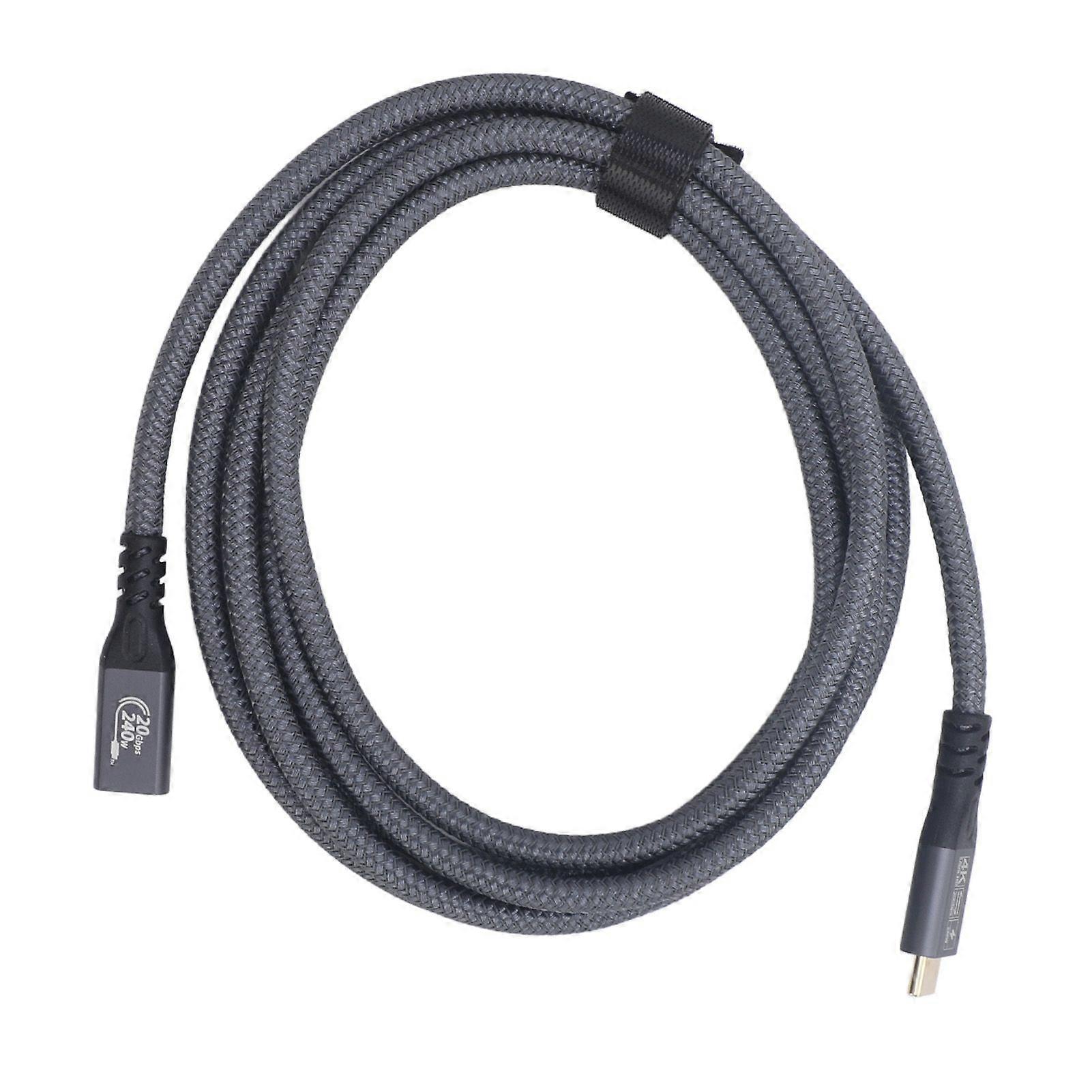 USB C延長ケーブルオス-メス20Gbps転送240W急速充電4K60HzビデオUSB C 3.2 Gen 2電話用エクステンダーコード2m / 6.6ft