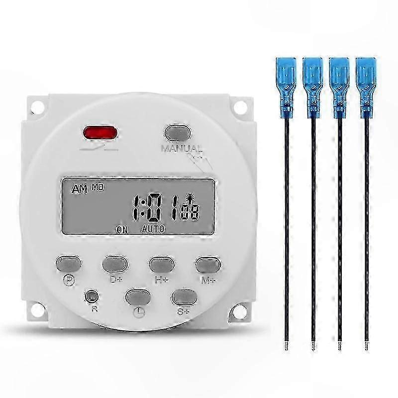 12V Digital LCD Timer Switch with 1 Second Interval, 7-Day Programmable Relay for Weekly Scheduling