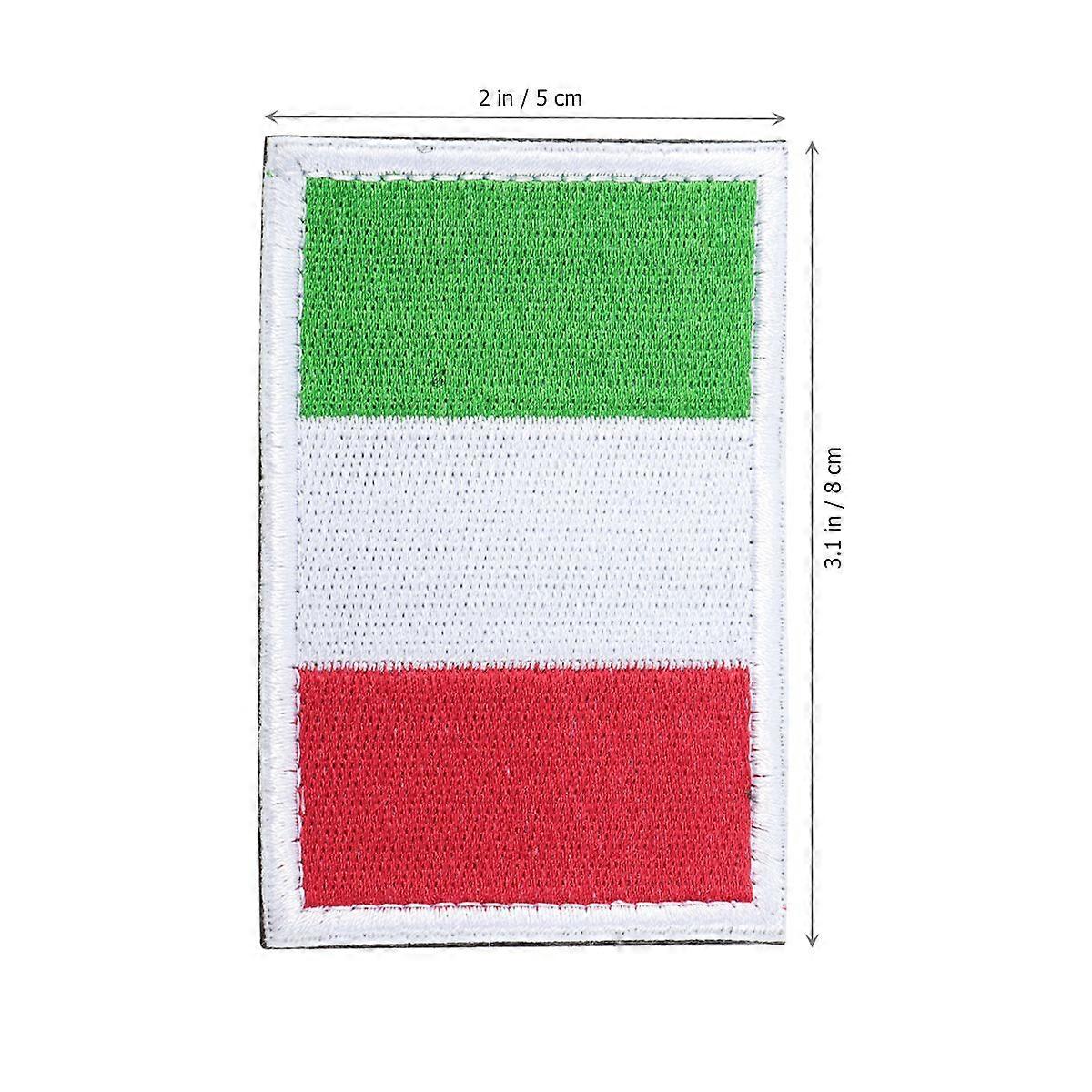 2pcs Italian Flag Design Tape Self Adhesive Sticky Sticker Embroidery Hook and Loop Tape Sticky Back Pads Appliques Armband(White Edge)