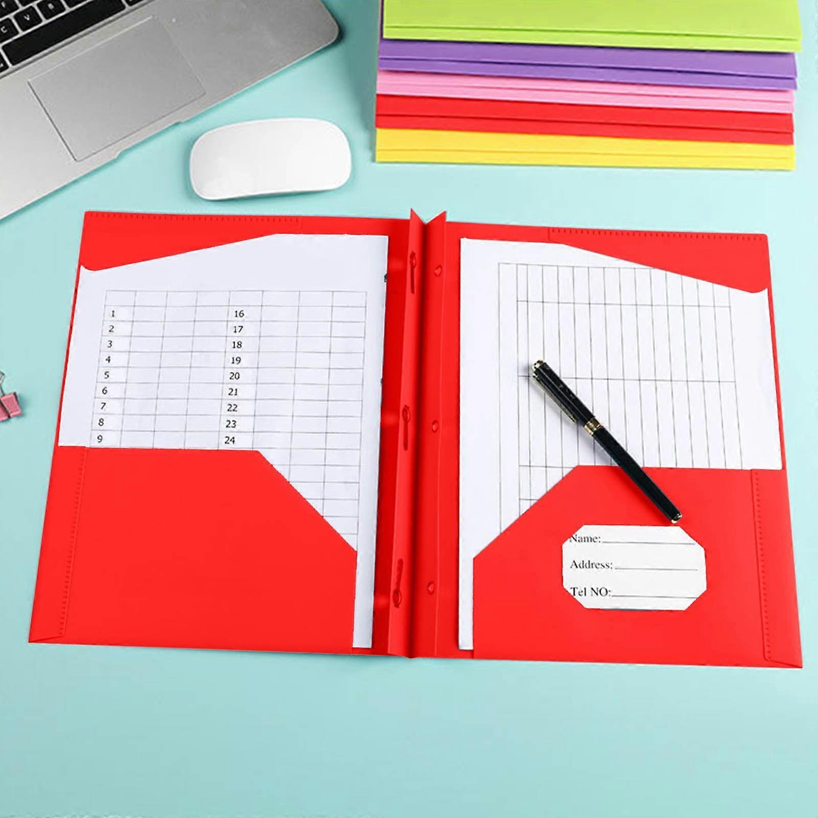 SNGMN Heavy Duty Plastic Letter Size Folders with Pockets for Office and School Documents (Red)