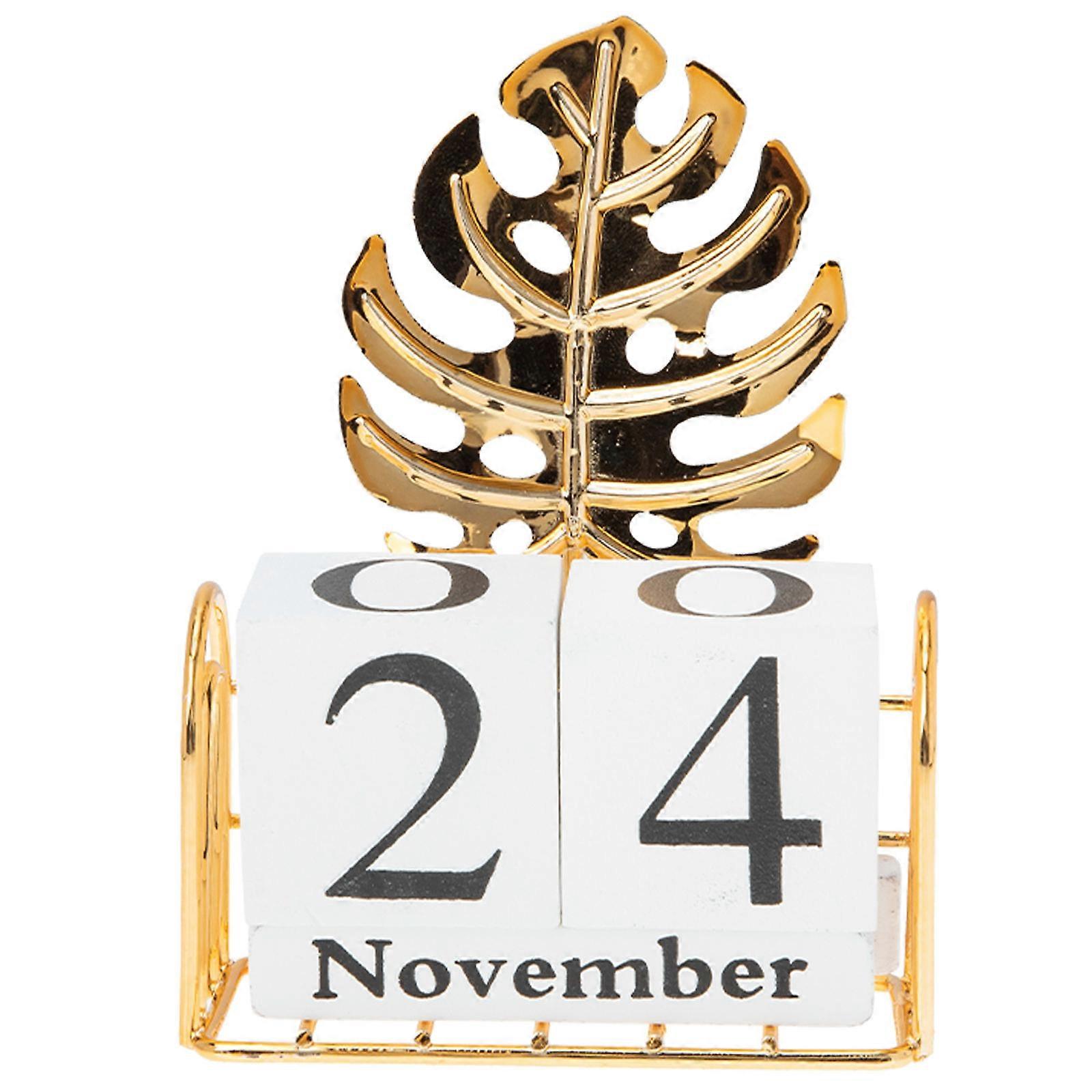 Classic Wooden Calendar Decoration 2Pcs Rectangular Desktop Calendar For Office And Home 4.72X3.34X1.57In Creative Utility