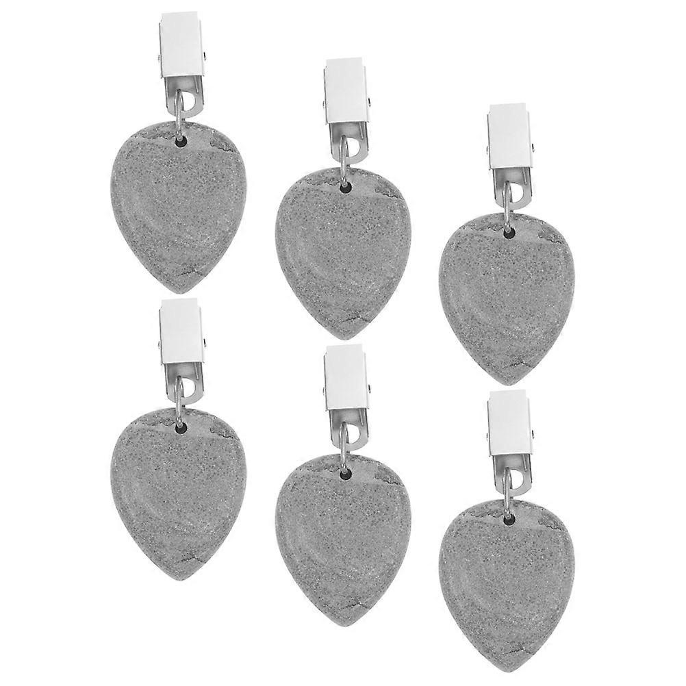 Tablecloth Weights With Clip 12 Pcs Oval Tablecloth Accessories For Indoor Use Grey Stone Material For Tablecloth Fixation