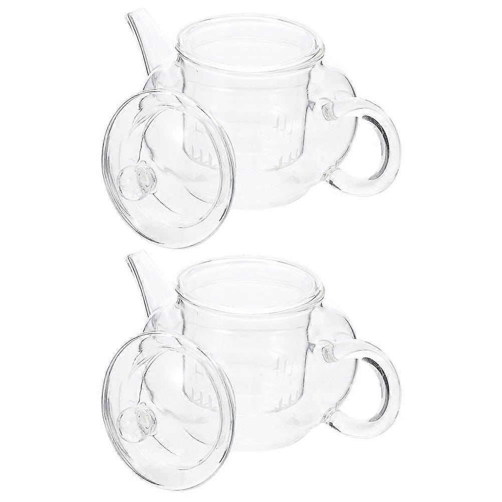 Glass Kettle Teapot 2Pcs Handheld Design for Leisure Time 250ml Cold-resistant Filter Function