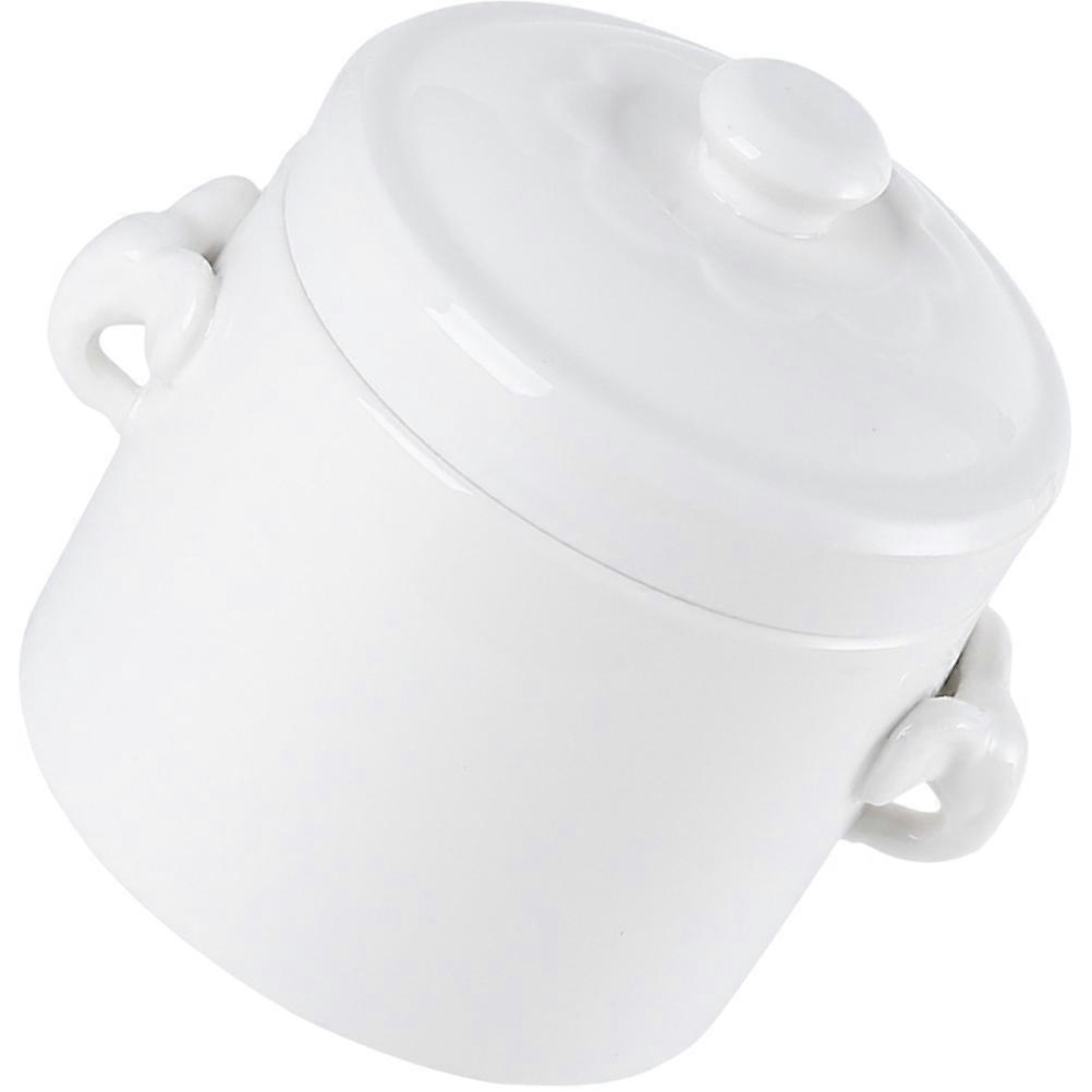 Ceramic Stew Pot for Soup Serving with Lid 2Pcs White