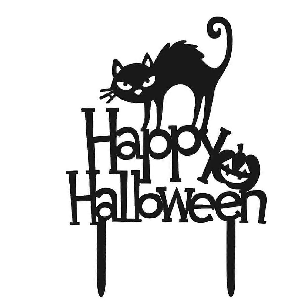 Cake Topper for Halloween Acrylic Cat Pattern for Cake Decoration 3Pcs
