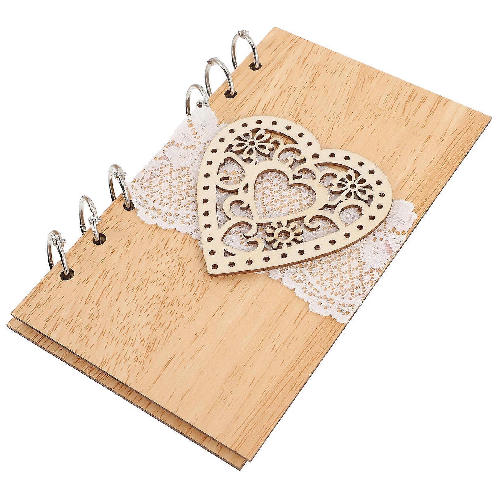 Wedding Guest Book Wooden Message Notebook for Writing Use 5Pcs Set